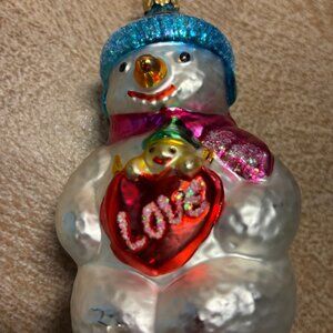 Snowman Ornament  Snowman Love  Old World Christmas Glass Blown